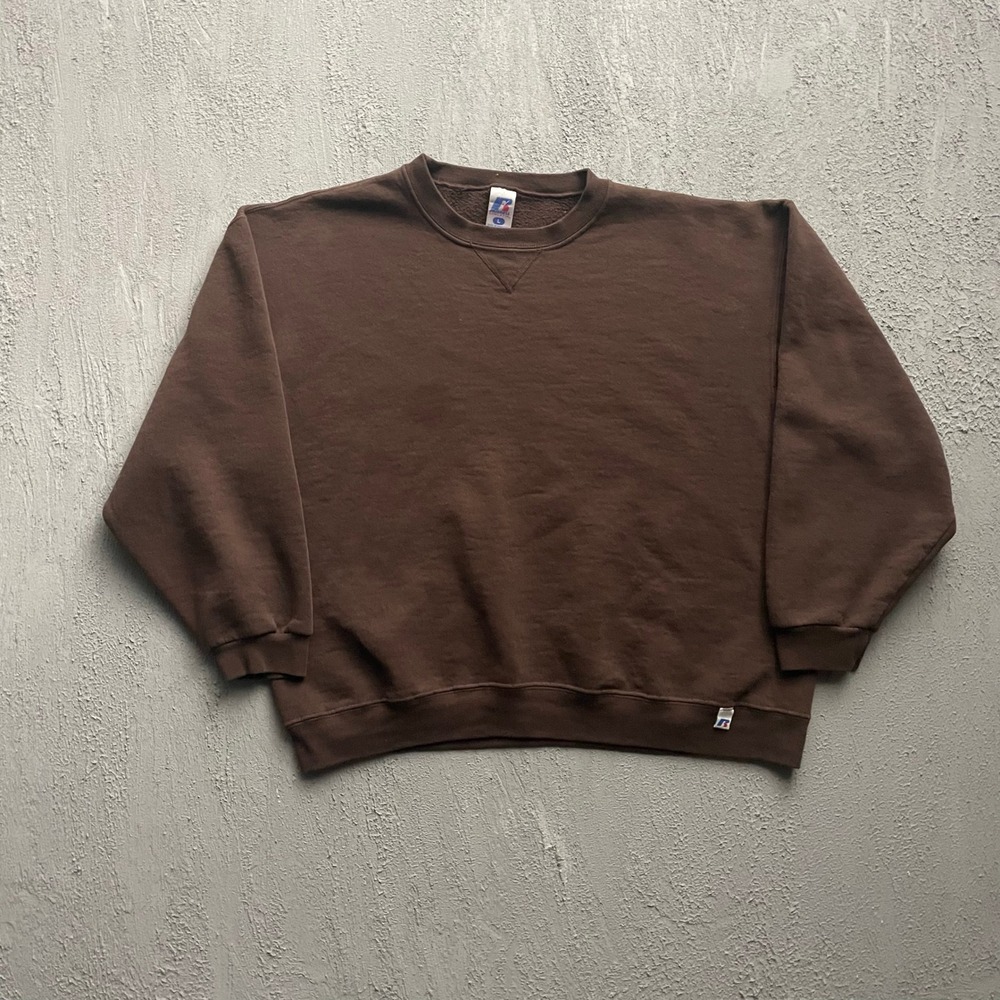 Vintage Blank Russell Athletic Sweatshirt Mens Large Brown 90s